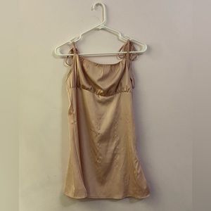 pink slip dress, tie spaghetti strap sleeves, minimal discoloration